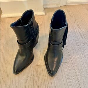 Gianni Bini Black Ankle Booties with Fringe